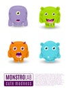 Monsters vector set. Cute cartoon monsters. Royalty Free Stock Photo