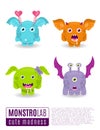 Monsters vector set. Cute cartoon monsters. Royalty Free Stock Photo