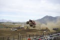 Monstertruck doing a jump.