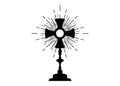 Monstrance. Ostensorium used in Roman Catholic, Old Catholic and Anglican ceremony traditions. Benediction the Blessed Sacrament Royalty Free Stock Photo