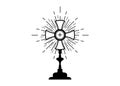 Monstrance. Ostensorium used in Roman Catholic, Old Catholic and Anglican ceremony traditions. Benediction of the Blessed sign Royalty Free Stock Photo