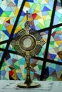 Ostensory for worship at a Catholic church ceremony - Adoration to the Blessed Sacrament - Catholic Church - Eucharistic Holy Hour