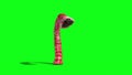 Monstrous Alien Worm Attacks Front Green Screen 3D Rendering Animation