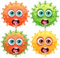 Monstrous Cartoon Characters of Bacteria, Germs, and Viruses Royalty Free Stock Photo