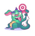Illustration of a charismatic monster with a sweet-tooth Royalty Free Stock Photo