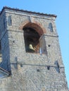 Monsummano Terme, Tuscany, Italy, church of San Nicolao Monsummano Alto, building`s facade, belfry.