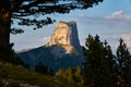 Mont Aiguille and the Vercors High Plateaus in summer. Vercors Regional Natural Park. Alps, France