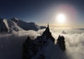 Mont Blanc and the Aiguille du Midi at Sunset in Chamonix, France