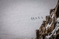 Mont Blanc, Chamonix, French Alps. France. - tourists climbing u