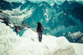 Mont Blanc, Chamonix, French Alps. France. - tourists climbing u