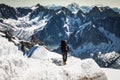Mont Blanc, Chamonix, French Alps. France. - tourists climbing u Royalty Free Stock Photo