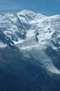 Mont Blanc and glacier nearby Chamonix in Alps in France