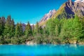 Mont Blanc and idyllic turquoise lake reflection, Chamonix, French Alps Royalty Free Stock Photo