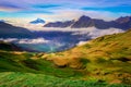 Mont Blanc massif idyllic alpine landscape countryside, Chamonix, French Alps Royalty Free Stock Photo