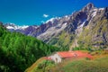 Mont Blanc massif idyllic alpine landscape countryside, Chamonix, French Alps Royalty Free Stock Photo