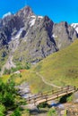 Mont Blanc massif idyllic alpine landscape countryside, Chamonix, French Alps Royalty Free Stock Photo