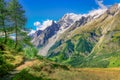 Mont Blanc massif idyllic alpine landscape countryside, Chamonix, French Alps Royalty Free Stock Photo