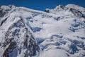 Mont blanc massif, mountain climbing above glaciers, French Alps, France