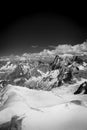 Mont-Blanc massif : VallÃÂ©e Blanche, Mer de Glace and PÃÂ©riades glacier, with Les Grandes Jorasses and La Dent du GÃÂ©ant Royalty Free Stock Photo