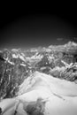 Mont-Blanc massif : VallÃÂ©e Blanche, Mer de Glace and TalÃÂ¨fre glacier, Aiguille de TalÃÂ¨fre and Aiguille Verte in the background