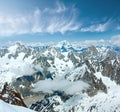 Mont Blanc mountain massif summer landscapeview from Aiguille du Midi Mount, French