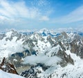 Mont Blanc mountain massif summer landscapeview from Aiguille du Midi Mount, French