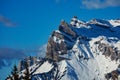 Mont Blanc mountain peak Aiguille du Midi in the French Alps Royalty Free Stock Photo