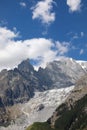 Mont Blanc mountain range on the border between France and Italy seen from the Valle di Aosta region Royalty Free Stock Photo