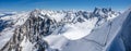 Winter View from Aiguille du Midi near the Vallee Blanche. Mont-Blanc Mountain Range, Chamonix, Hautes-Savoie, Alps, France Royalty Free Stock Photo