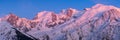 Mont Blanc mountain range at sunset in Upper Savoy. Chamonix, Haute-Savoie, Alps, France Royalty Free Stock Photo