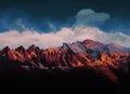 Mont Blanc Mountain Sunset Sunrise Digital Illustration Art Vector art
