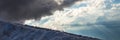 Mont Blanc mountain, White mountain. View from Aiguille du Midi Mount