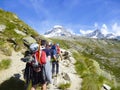 MONT BLANC, Mountaineering with backpacks on expedition to highest Alps peak