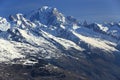 Mont Blanc, Plagne Centre, Winter landscape in the ski resort of La Plagne, France