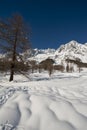 Mont Blanc seen from Val Ferret Courmayeur, Aosta Valley, Italy