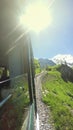 The Mont Blanc Tramway is a mountain railway line in the Haute-Savoie Royalty Free Stock Photo