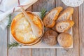 Mont d`or cheese. Traditional french recipe - La boÃÂ®te chaude. Delicious French Cheese.