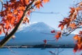 Mount Fuji beautiful landscape view from lake Kawaguchi in autumn Royalty Free Stock Photo