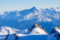 Mont Grivola and Gran Paradiso in Europe, France, Rhone Alpes, Savoie, Alps, in winter on a sunny day