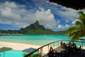 Mont Otemanu and lagoon view from a touristic resort. Bora Bora, French Polynesia