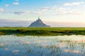 Mont Saint Michel abbey on the island with reflection, Normandy, Northern France, Europe Royalty Free Stock Photo