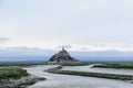 Mont Saint Michel abbey on the island with river, Normandy, Northern France, Europe Royalty Free Stock Photo