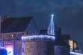 Mont Saint Michel architectural detail of a winter night s night Royalty Free Stock Photo