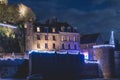 Mont Saint Michel architectural detail of a winter night s night Royalty Free Stock Photo