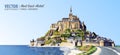 Mont Saint Michel cathedral on the island. Abbey. Normandy, Northern France, Europe. Landscape. Beautiful panoramic view. Vector i Royalty Free Stock Photo