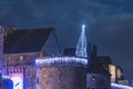 Mont Saint Michel architectural detail of a winter night s night Royalty Free Stock Photo