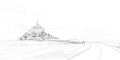 Mont Saint Michel. France. Urban sketch. Hand drawn vector illustration