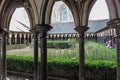 Mont Saint Michel, France - September 8, 2016: Cloister garden in Mont Saint Michel abbey Royalty Free Stock Photo