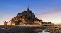 The Mont Saint Michel - Normandie-France -May 18, 2020: Le Mont Saint-Michel tidal island in beautiful twilight at dusk, Normandy Royalty Free Stock Photo