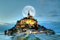France, the Mont Saint Michel at blue hour Royalty Free Stock Photo
